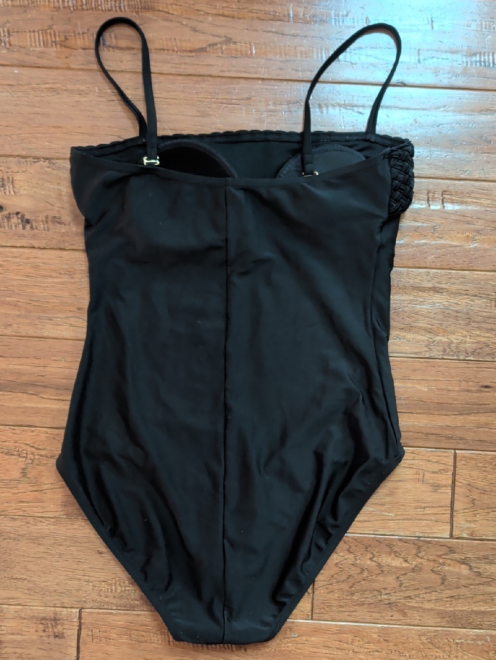 La Blanca Black Swimsuit with Braided Woven Bandeau Accent Top Convertible - Picture 5 of 8